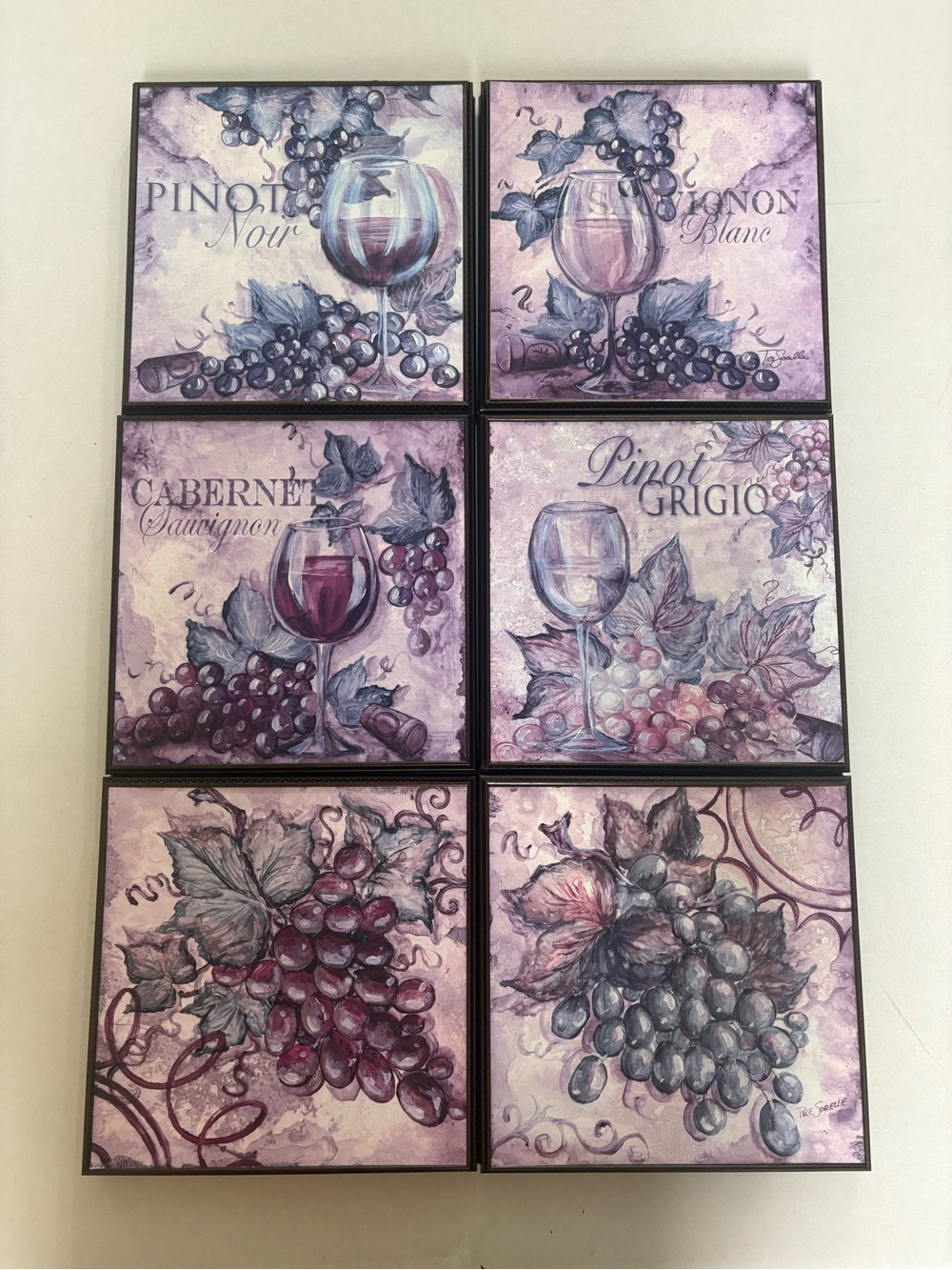 Set of 6 Vineyard Wine Art